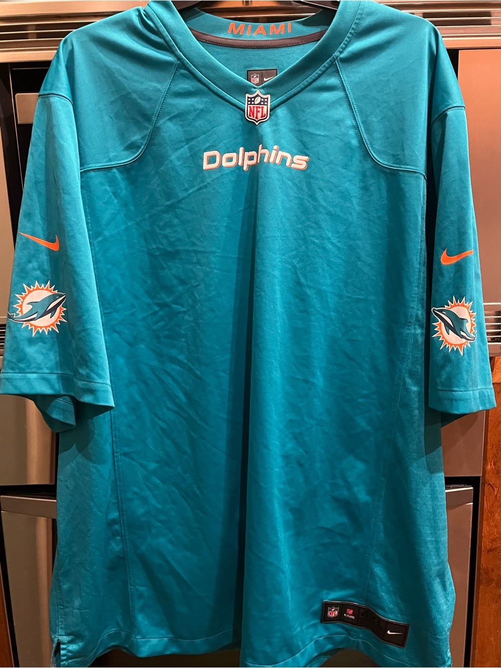Nike Teal Miami Dolphins Football Jersey with Orange Accents
